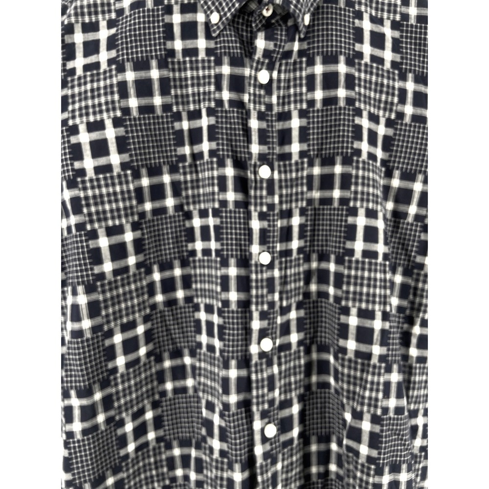 Club Room Mens Size XL Blue/ White Plaid Patchwork Long Sleeve Button Down Shirt - Picture 5 of 12
